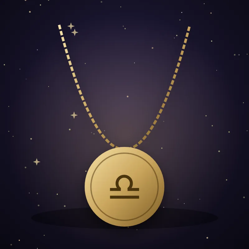 Colar com pingente do signo de Libra, ideia de presente para Libra