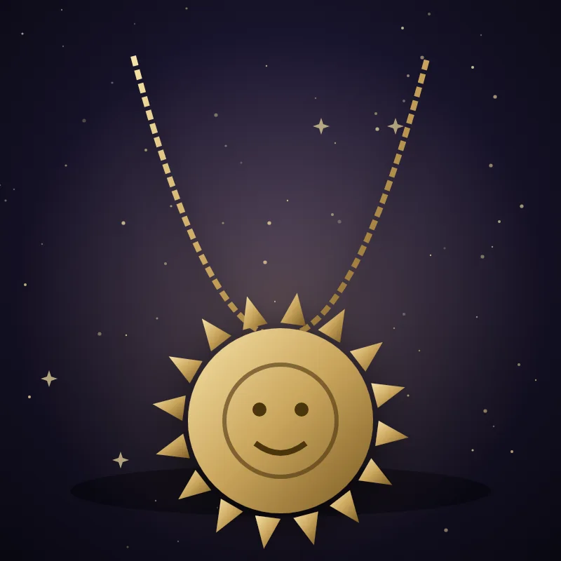 Collana con medaglione sole dorato, idea regalo per il segno Leone